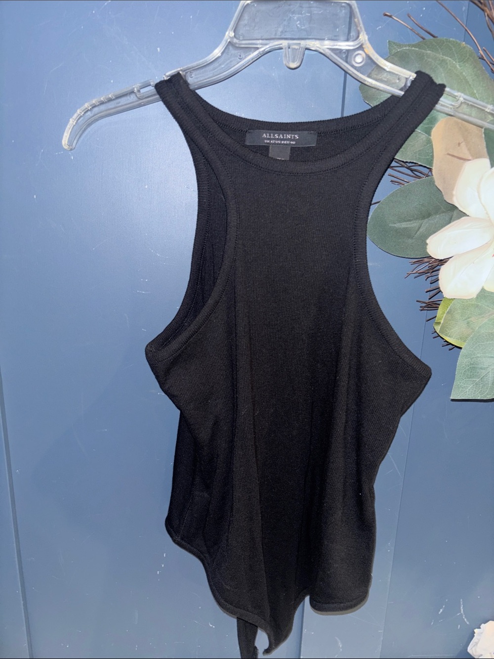 AllSaints Black High-Neck Double Lined Ribbed Bodysuit